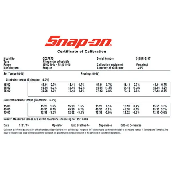 Cheie Dinamometrica (200–1,000 ft-lb) 1" - SNAP-ON - QD5R1000A - imagine 2